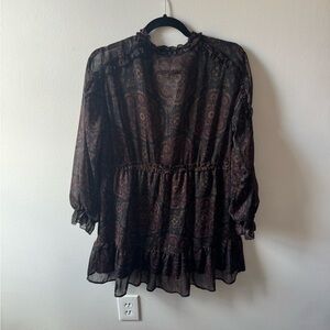 Zara floral/paisley long sleeve mini dress